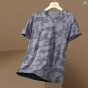 Tシャツ メンズ 迷彩柄 ポリエステル 薄手 軽量 通気性 吸湿速乾 スポーツウェア 半袖 丸首 カットソー トップス グレー ホワイト ブラック ブルー