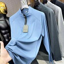 Tシャツ メンズ 男性用 アウトドア スポーツウェア 高弾力 吸湿速乾 ハーフジップ スタンドカラー 長袖 トップス インナー 接触冷感 ポリエステル ブラック...