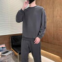 メンズ スウェット セットアップ 男性用 部屋着 長袖 Tシャツ & ロングパンツ 上下セット 運動着 ジャージ ルームウェア ポリエステル スポーティ カジュ...