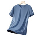 Tシャツ メンズ 薄手 速乾 スポーツ 半袖 トップス 接触冷感 伸縮性 ポリエステル 幾何学模様 プリント 丸首 カットソー ルームウェア 普段使い