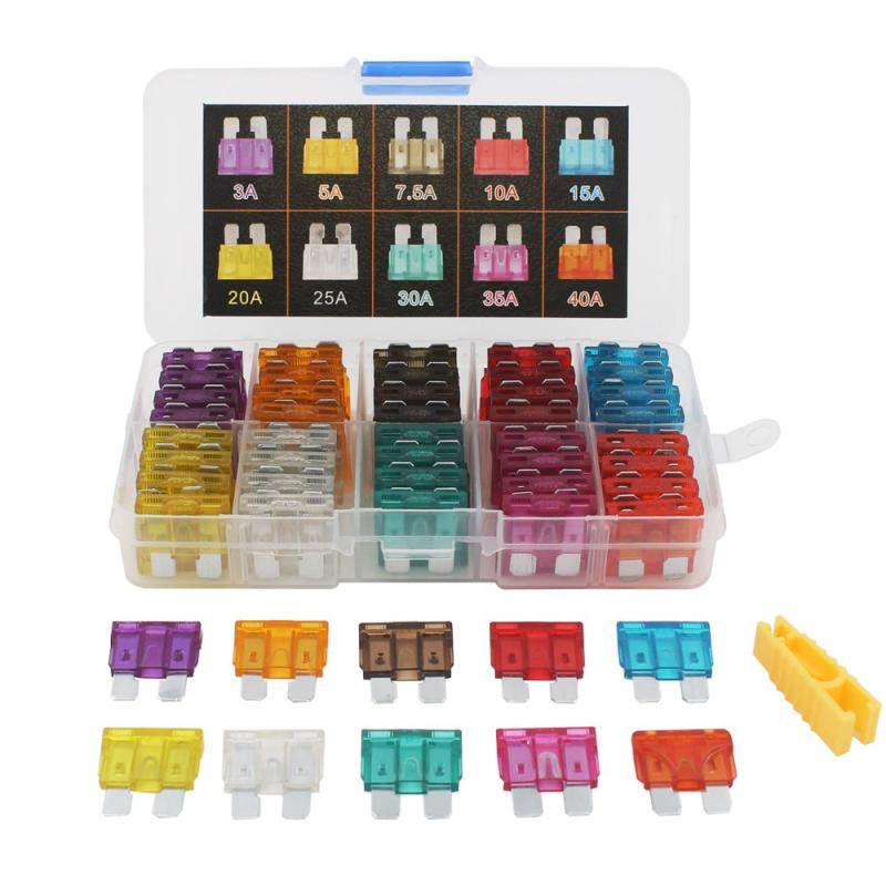 Kiligen 80個 12V-24V 標準ヒューズ 車ブレードヒューズ3A 5A 7.5A 10A 15A 20A 25A 30A 35A 40Aヒューズ脱着工具付き-自動車用