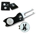 ITAZURA USAGI Golf ゴルフマーカー&グリーンフォーク (Black)コンペ景品箱付き