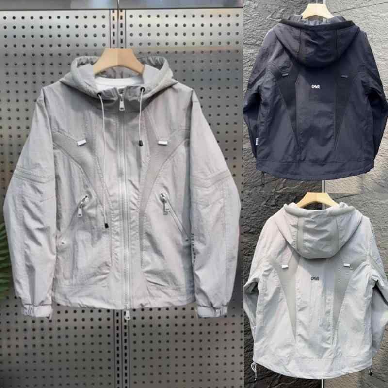 ジャケット メンズ 男性用 春秋 薄手 メッシュ 防水 防風 フード付き アウトドア ワーク ウェア ジャン..