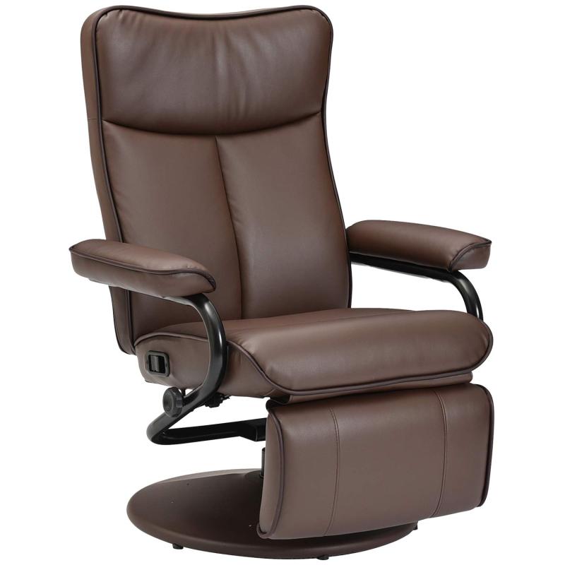 タマリビング(Tamaliving) パーソナルチェア アディール ブラウン オットマン一体型 リクライニングチェア ひじ掛け付き 無段階リクライニング 50004942