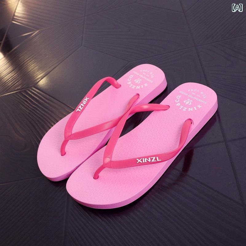 サンダル レディース ビーチサンダル フラットソール ローヒール PVC ぺたんこ 歩きやすい 痛くない 滑..