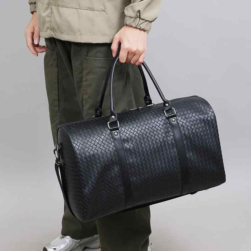 3個セット旅行バッグ メンズ 男性用 大容量 編み込み 織り柄 防水 2way ショルダーバッグ 斜めがけ 手提げ 鞄 ビジネス 出張 短期旅行 普段使い・容量: 20L以下・素材: PU・機能: 防水・性別: 男・裏地: ポリエステル・柄: 無地・スタイル: 都市シンプル・流行要素: 編み込み・カラー: ブラック・適用シーン: 日常・素材: PU