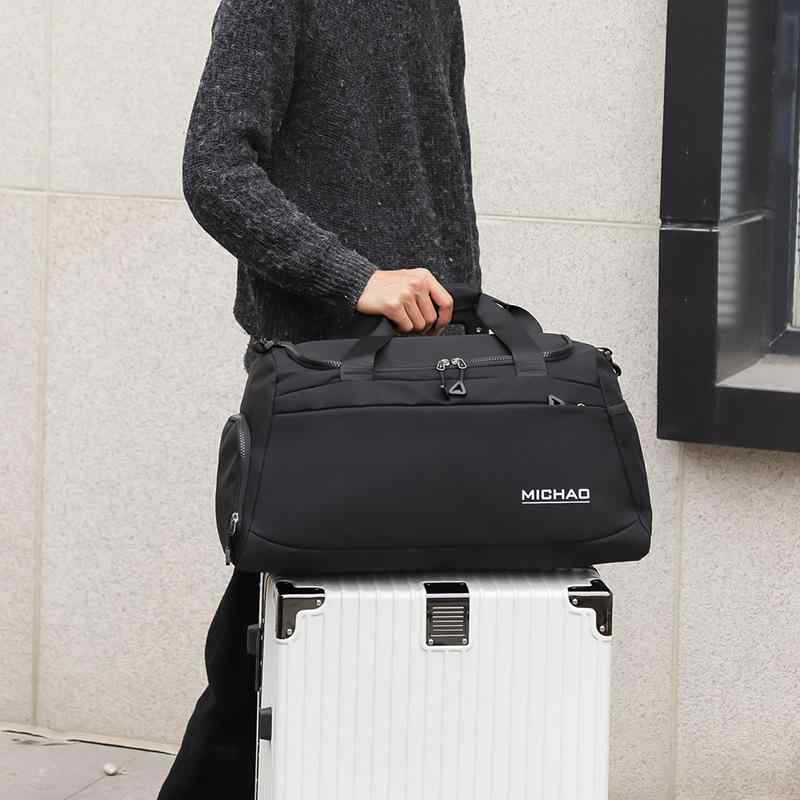 旅行バッグ 大容量 撥水加工 耐摩耗性 乾湿分離 スーツケース用 短期出張 ジムバッグ スポーツバッグ ..