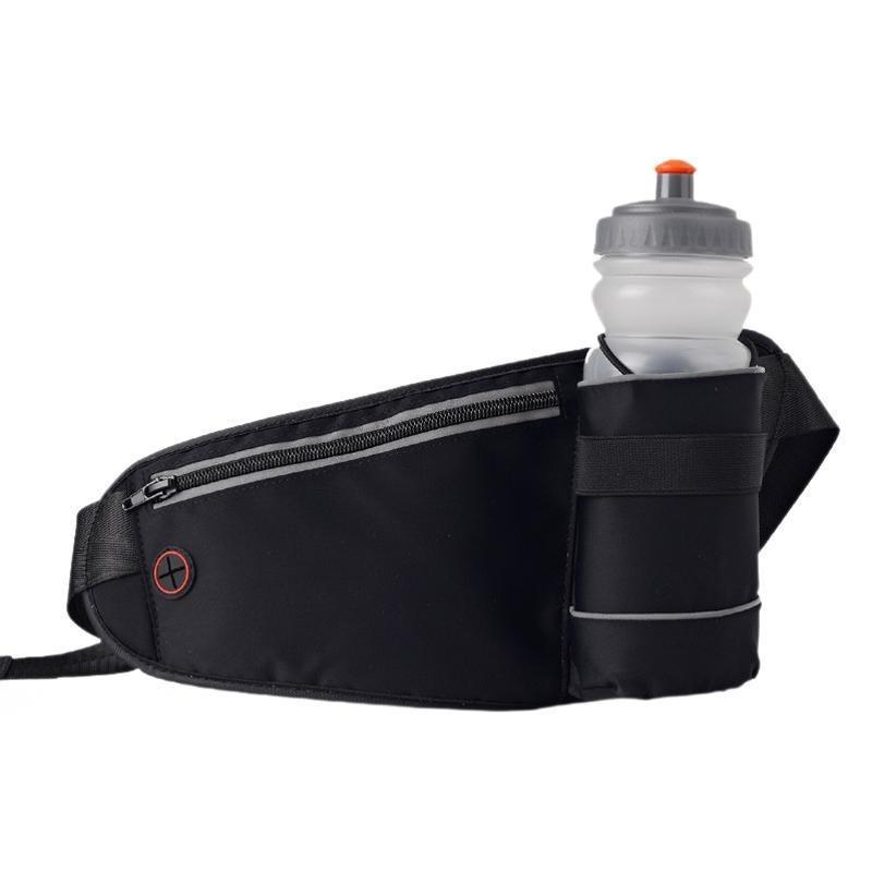 スポーツウエストポーチ ランニング ウォーキング ジョギング 散歩 ドリンクホルダー付き ライクラ素材..