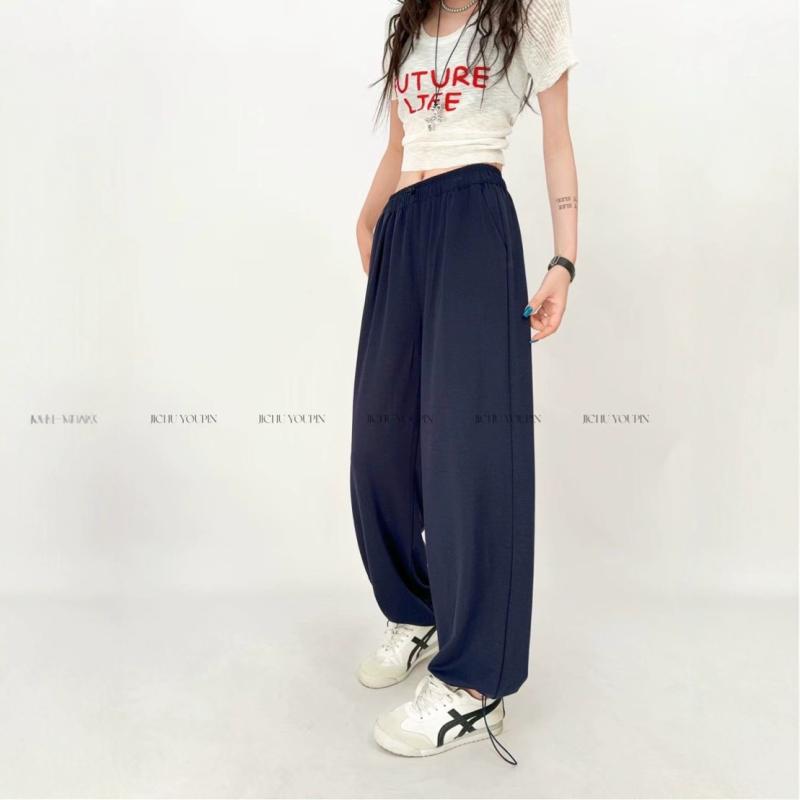 パンツ レディース 接触冷感 銅アンモニア繊維 ズボン リラックス ストレート 高級感 ドローストリング..