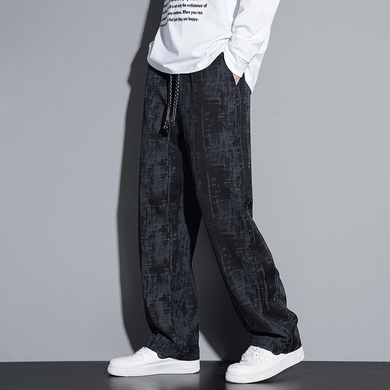 メンズ スウェットパンツ スポーツパンツ ロングパンツ ストレート 薄手 ポリエステル 手绘プリント ブ..