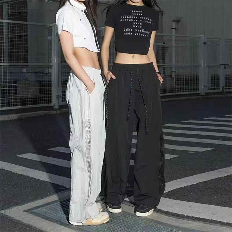 パンツ メンズ 薄手 メッシュ 接触冷感 ストレート ワイドレッグパンツ イージーパンツ ポリエステル ..