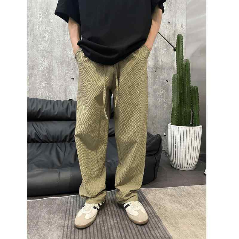 パンツ メンズ 男性用 イージーパンツ 薄手 接触冷感 速乾 スポーツ 格子柄 涼しい 通気性 ストレートパンツ カジュアル 高伸縮 春夏 部屋着 ルームウェア