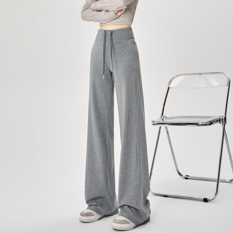 パンツ レディース 高腰 伸縮性 ドローストリング ストレート 薄手 スリム ヨガ ウェア スポーツ 普段..