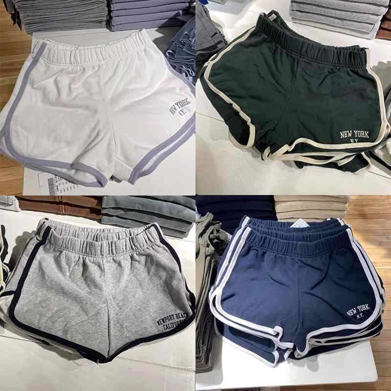 ショートパンツ レディース 綿 刺繍 ゴムウエスト スポーツ カジュアル スタイル 普段使い 部屋着 黒 ..