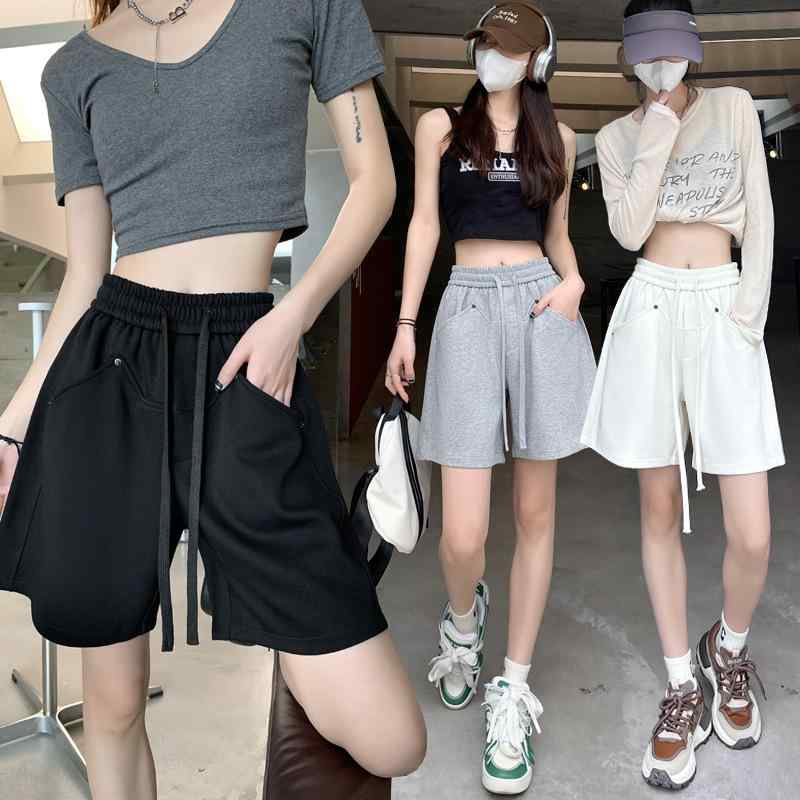 ショートパンツ レディース 高腰 コットン混紡 短パン ルームウェア 普段使い 5分丈 ワイドパンツ 運動..