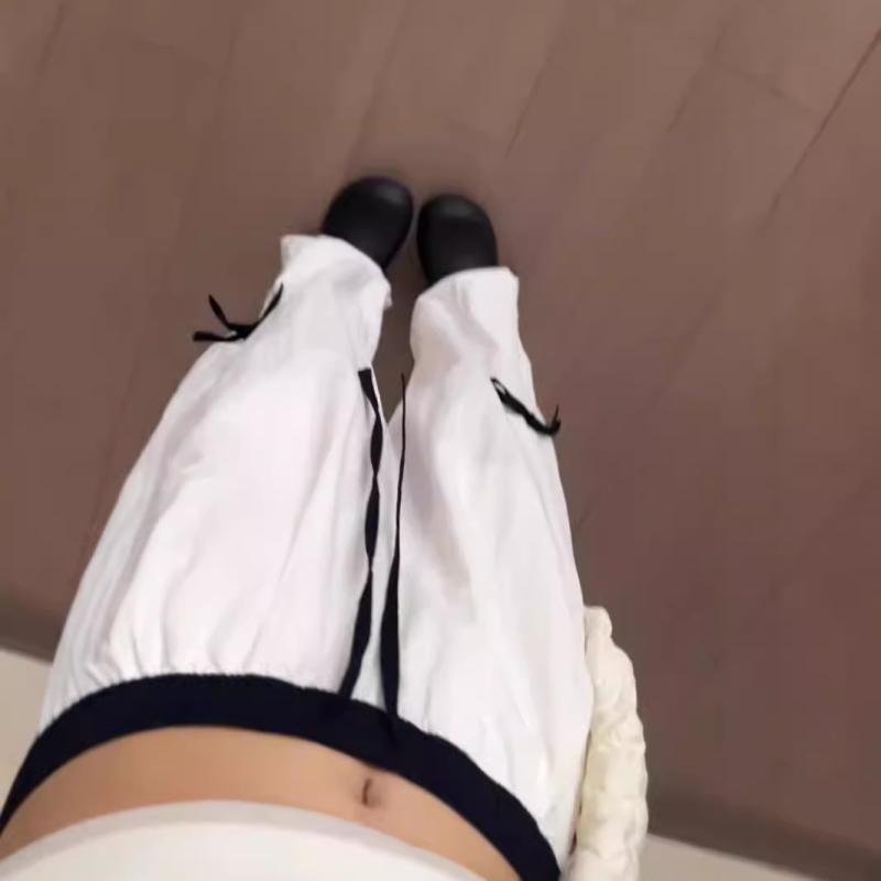 パンツ レディース 接触冷感 速乾 スポーツパンツ 紺色 白色 ストリート カジュアル ゆったり ワイド ..