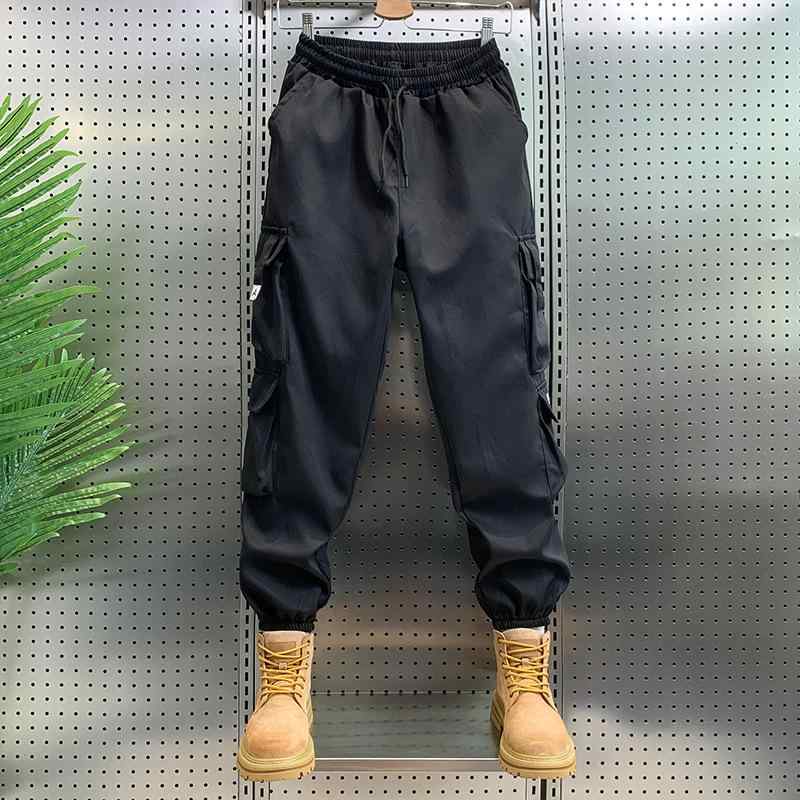 パンツ メンズ カーゴパンツ ワークパンツ 作業着 ズボン ボトムス ゆったり 多ポケット 無地 春秋 薄手 ミリタリー ブラック カーキ コットン ポリエステル