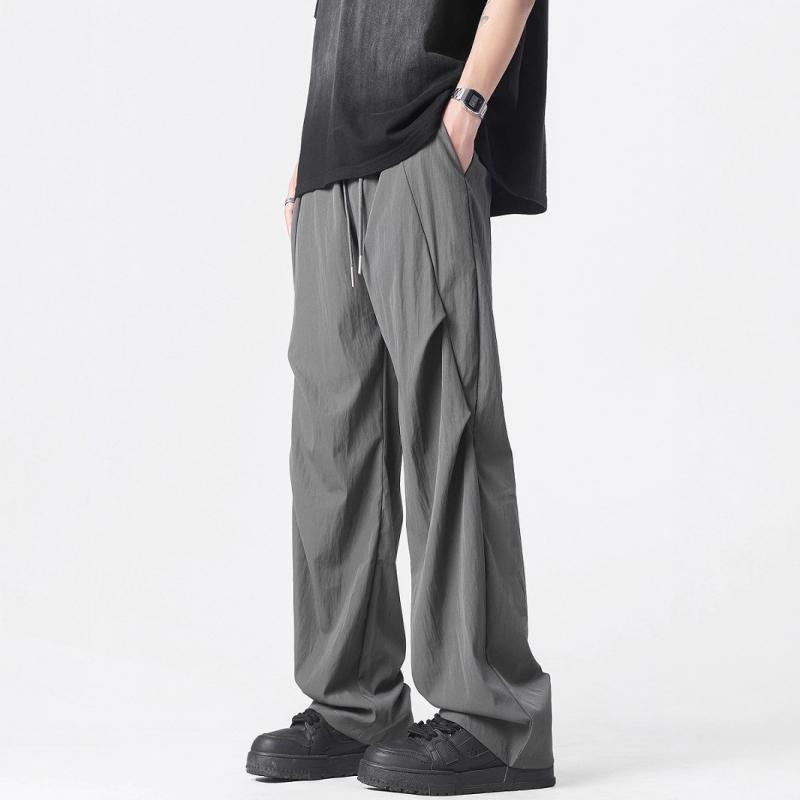 カーゴパンツ メンズ 薄手 接触冷感 ストレート ズボン ルーズ ワイドレッグパンツ リラックスパンツ ..