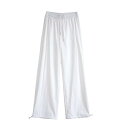 パンツ レディース 春夏 カジュアルパンツ 高身長 高見え ワイドパンツ ストレートパンツ ポリエステル 高腰 ポケット付き ゆったり オフホワイト ブラック ...