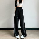ワイドパンツ レディース 高身長 接触冷感 ポリエステル 高腰 スポーツ ストライプ柄 ゆったり 伸縮性 薄手 ズボン 春夏 秋