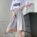 ハーフパンツ レディース 大きいサイズ 高機能ポリエステル 接触冷感 ゆったり 高腰 ワイドレッグ スポーツ 普段使い 部屋着 春夏 グレー ブルー ピンク系 ...