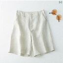麻 リネン ショートパンツ レディース 竹節綿 高ウエスト ワイドレッグ キュロットパンツ 5分丈 ストレート ゆったり カジュアル 無地 春夏 白 ホワイト ...
