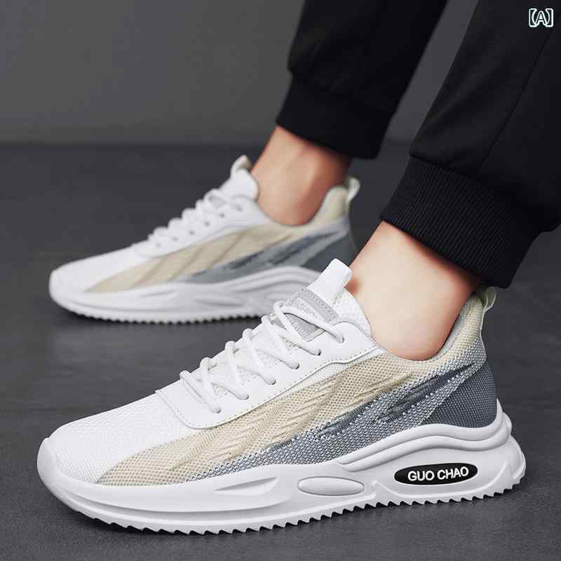 スニーカー メンズ ランニングシューズ スポーツシューズ 運動靴 軽量 通気性 メッシュ 衝撃吸収 厚底 ローカット カジュアル 普段履き ブラック系 ブルー系