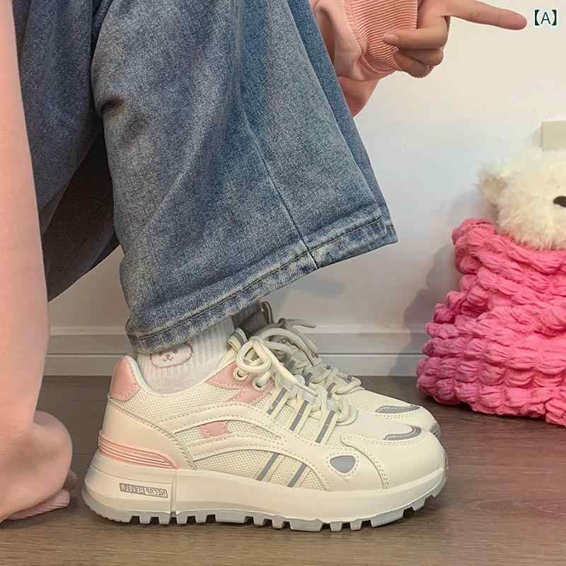 スニーカー レディース 厚底 通気性 ランニングシューズ 韓国風 カジュアル スポーツ 春夏 ピンク グレー 35 36 37 38 39 40 ローカット 紐靴 普段使い
