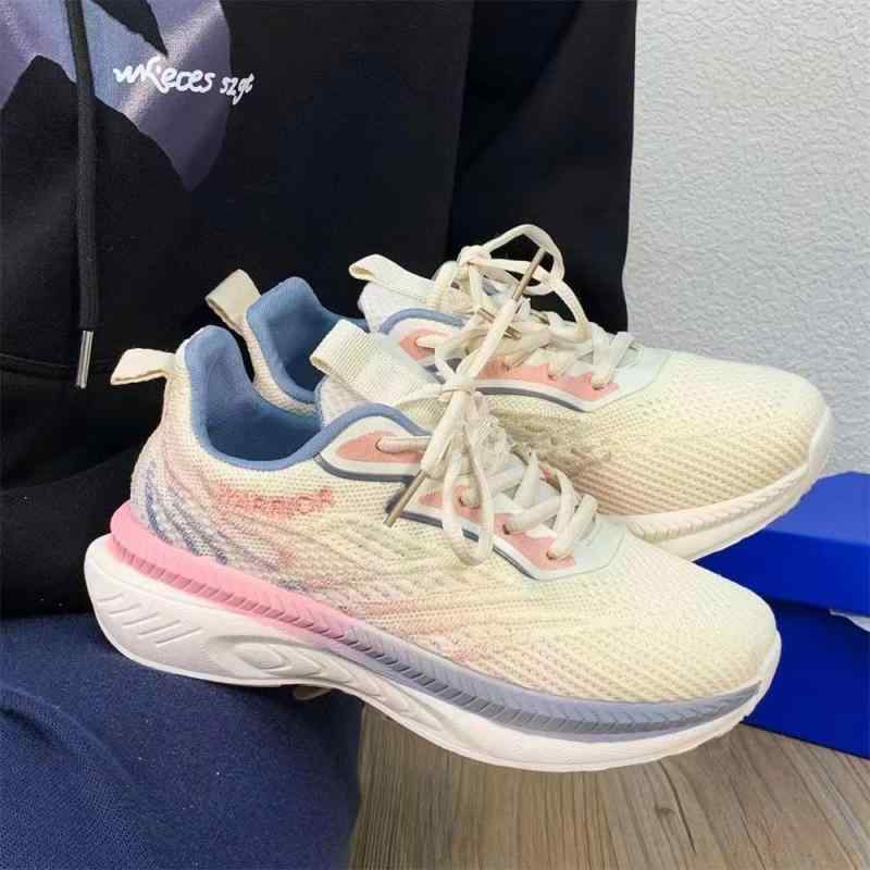 スニーカー レディース 婦人靴 メッシュ 軽量 厚底 ローカット 運動靴 通気性 スポーツ カジュアル 白 ホワイト ブルー オレンジ 春夏(x2)