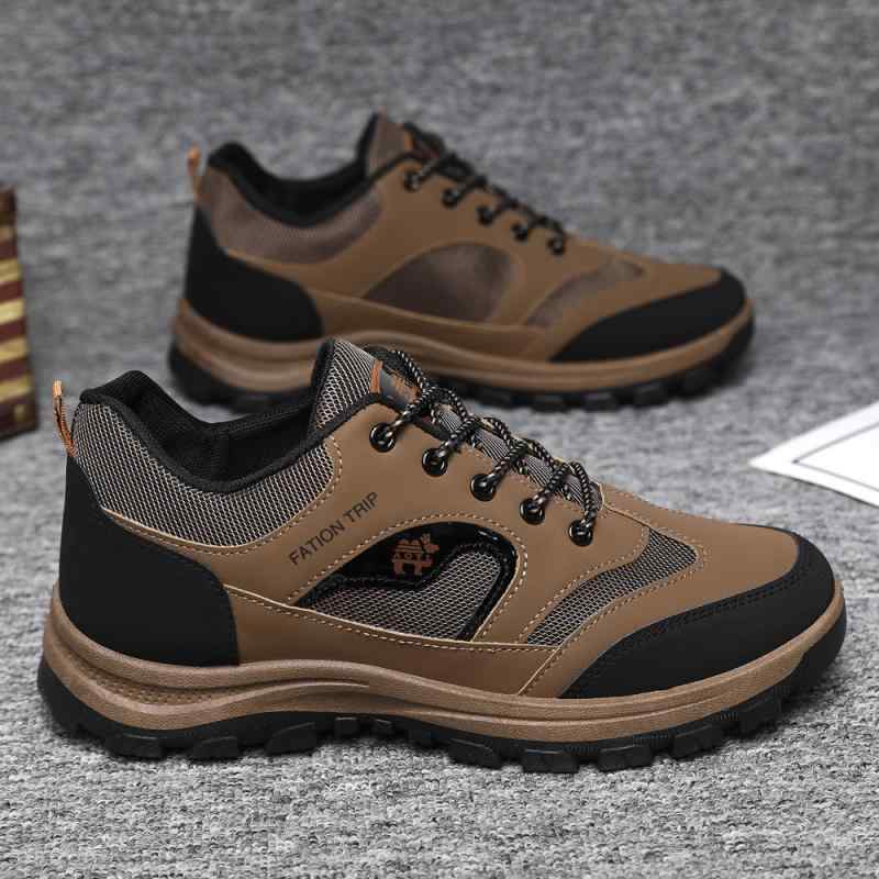 靴 メンズ 登山靴 スポーツシューズ カジュアルシューズ ワークシューズ 防滑 厚底 軽量 通気性 ランニングシューズ アウトドア 運動靴 黒 茶色 グレー