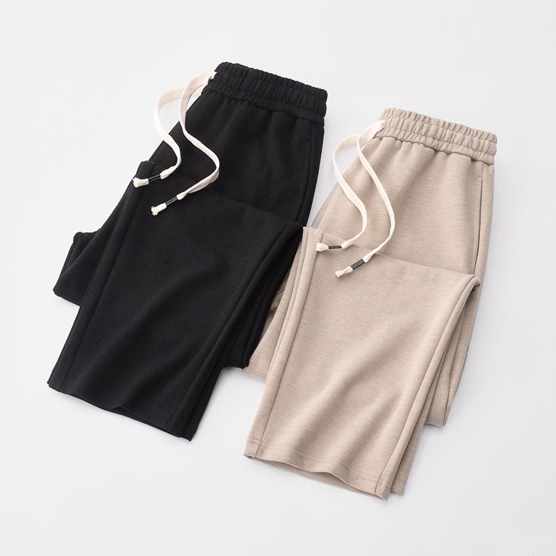 スウェットパンツ 男性用 春秋 ズボン コットン混紡 ゆったり ストレート 無地 厚手 ウエストゴム ブラ..