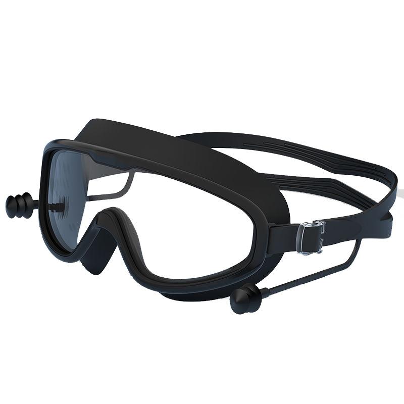 スイムゴーグル 子供用 男女兼用 大人用 水中メガネ 近視 度付き 対応 大きめフレーム 高解像度 防水 防曇 スイミングキャップ セット 水泳 鼻クリップ