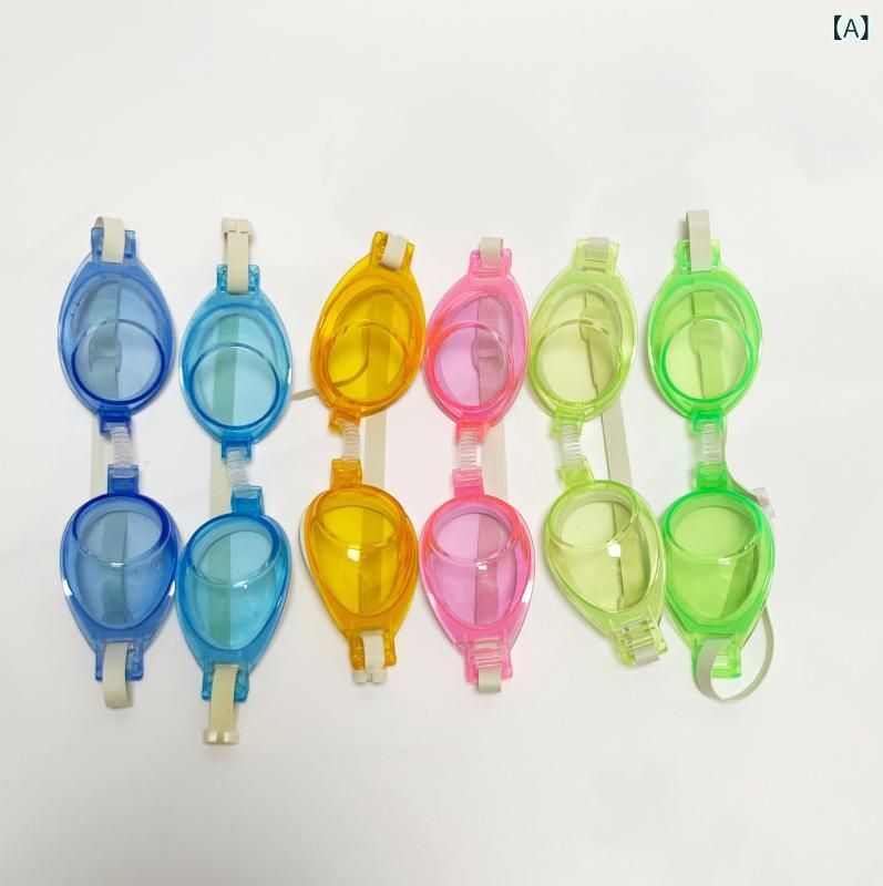 水泳ゴーグル 子供用 高解像度プラスチック製 防水スイミングゴーグル 深青色 水色 ピンク 蛍光深緑 蛍光浅緑 オレンジ 鼻クリップ 耳栓付き