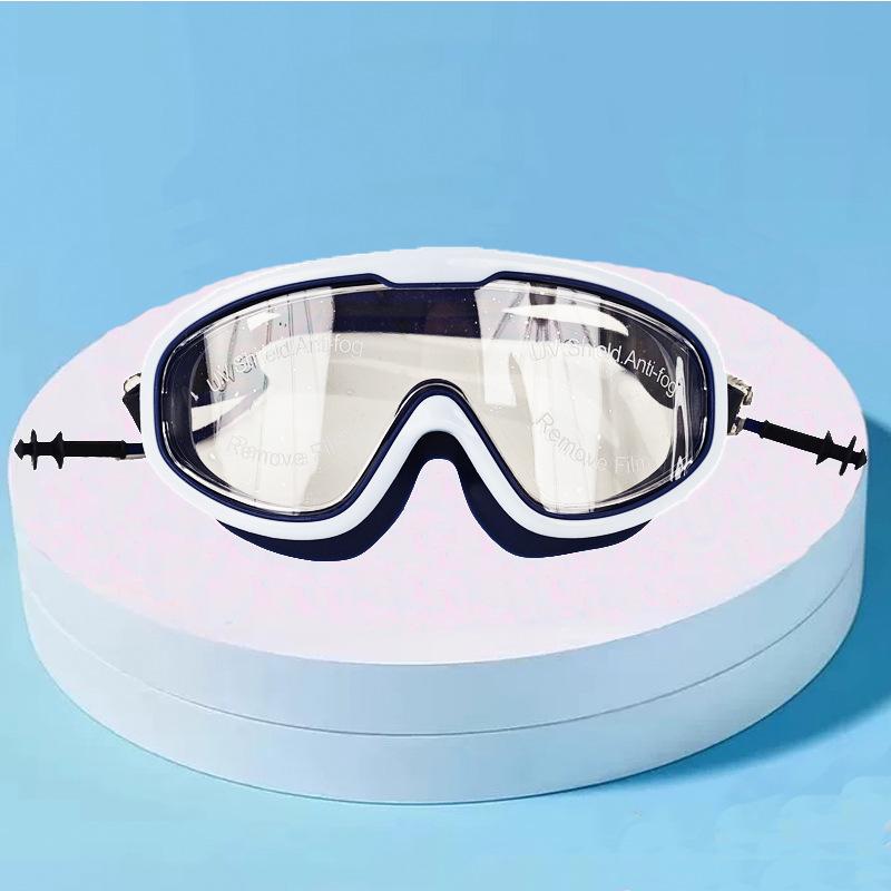 水泳ゴーグル キッズ 子供用 大フレーム シリコン 防曇 スイミング ゴーグル 水中メガネ 黒 白 青 ピンク 黄色(x2)