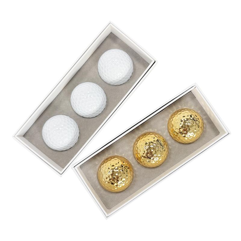 ゴルフボール ギフトセット 3個入り 紙製ボックス入り 白 金