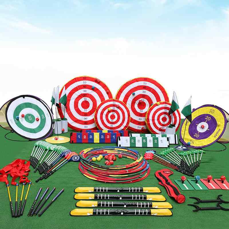 ゴルフ用品 子供用 ゴルフ スイング練習器具 パター練習器具 ゴルフボール セット 赤色 青色 緑色 26イ..