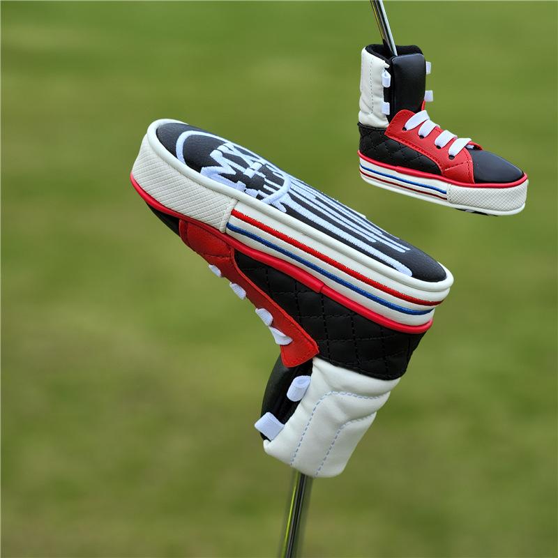 ゴルフ パターカバー キャンバス地 L字型 マレット型 黒 赤 黄色 白 ゴルフ用品 スポーツ用品