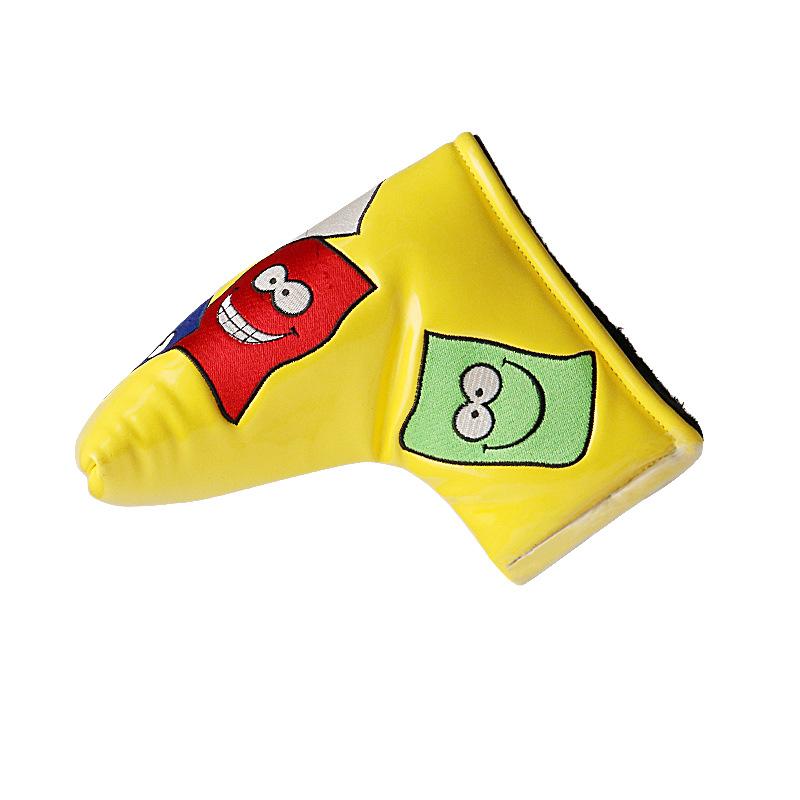 ゴルフ パターカバー 男性用 女性用 ゴルフシューズ型 黄色 PUレザー 刺繍 ゴルフアクセサリー(x100)