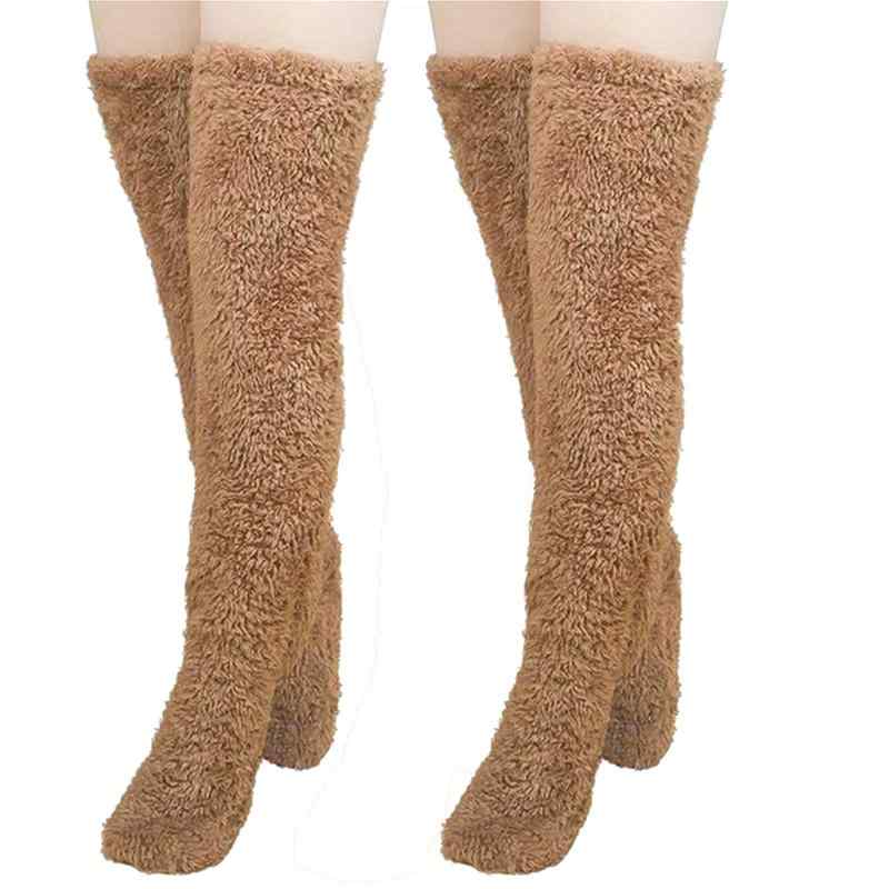 靴下 レディース ルームソックス 女の子 テディベア柄 床暖房対応 厚手 ポリエステル製 秋冬 暖かい 冷え取り 膝保護 ブラウン系 グレー系 ピンク系 ブルー系 グリーン系