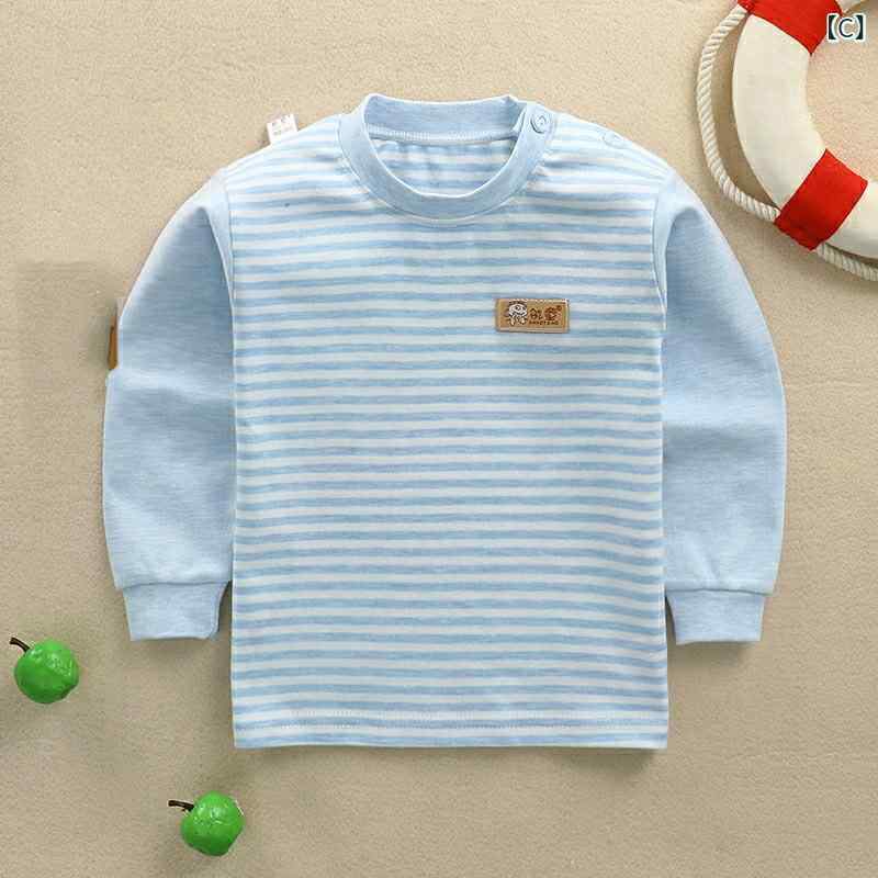 ベビー キッズ 子供 長袖Tシャツ カットソー インナーシャツ 肌着 綿100％ 肩ボタン 春秋 男女兼用 か..