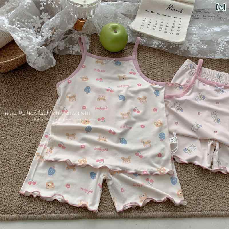 子供用パジャマ 女の子 タンクトップ ショートパンツ 上下2点セット ホームウェア 春夏 薄手 吸湿速乾 接触冷感