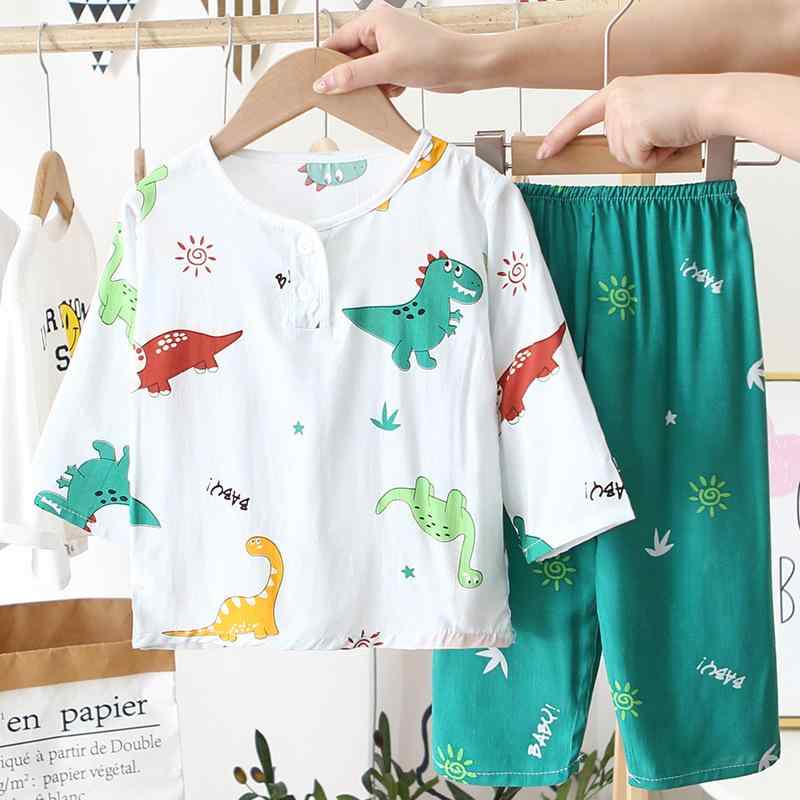 子供用パジャマ 上下セット 薄手 キッズ 男の子 女の子 粘着性繊維 綿 春夏 ルームウェア かわいい 小..
