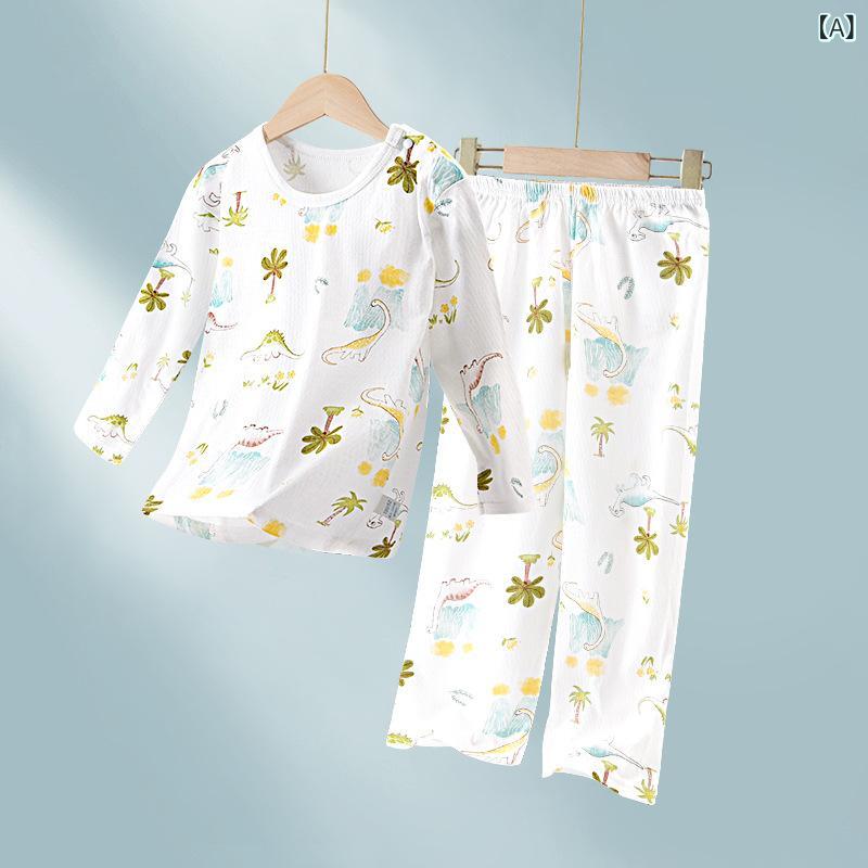 子供用パジャマ 春夏 長袖 綿100％ 薄手 キッズ ベビー 男の子 女の子 ルームウェア かわいい アニマル柄 恐竜柄