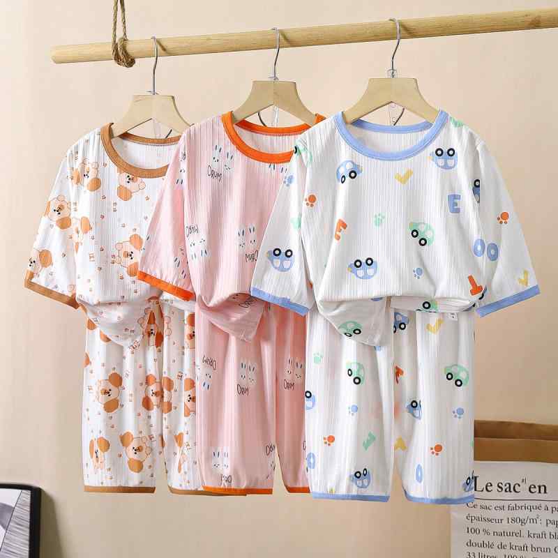 子供用パジャマ 春夏 薄手 子供服 男の子 女の子 接触冷感 ホームウェア セットアップ かわいい犬 うさぎ