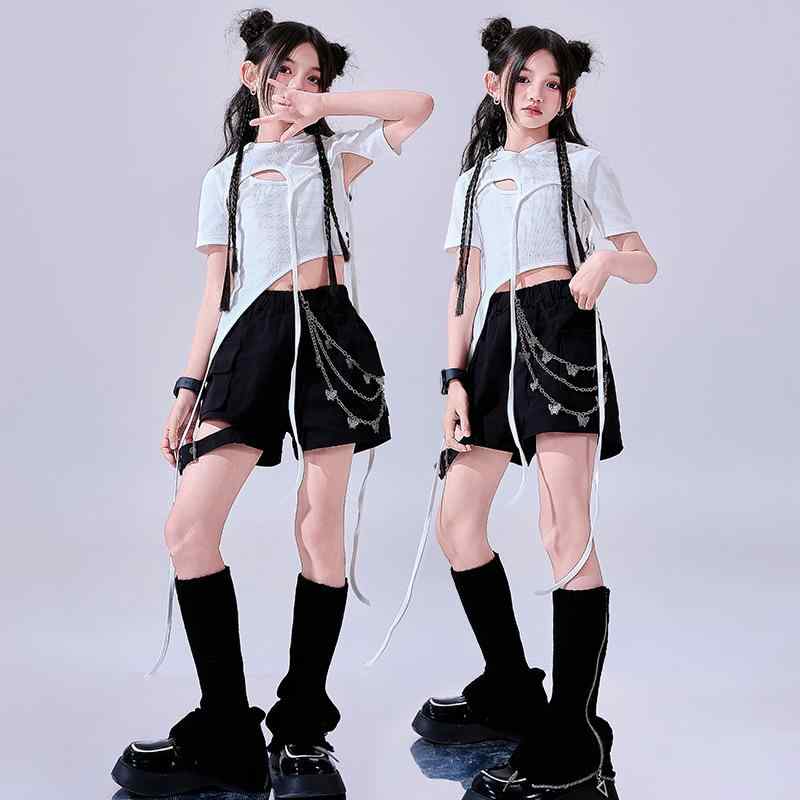 ダンス衣装 ガールズ ジャズ ヒップホップ キッズ ストリート 上下セット 舞台 発表会 練習着 レッスン..