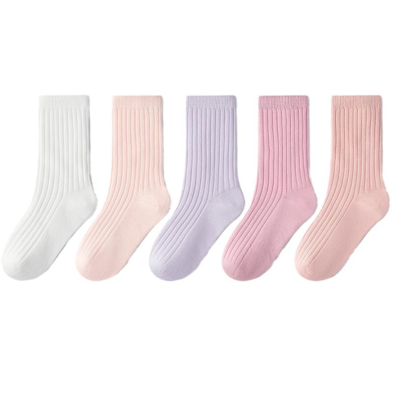 靴下 キッズ 女の子 子供用 ソックス コットン 100% 中筒 通学 普段使い 5足セット 春夏 秋冬 3歳 4歳 ..