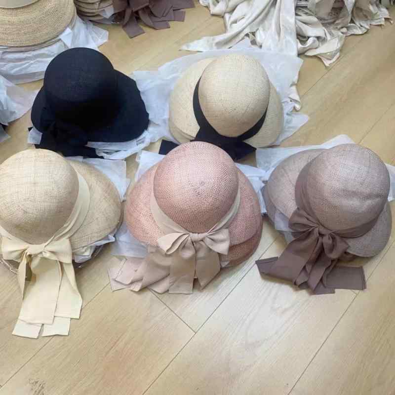 麦わら帽子 レディース 春夏 UVカット 遮光 紫外線対策 帽子 シルク 麻 リボン付き ハット ベージュ ピ..