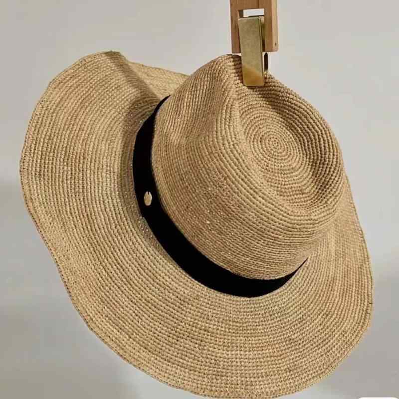 麦わら帽子 レディース 春夏 ラフィアハット つば広ハット 日よけ帽子 折りたたみ可能 UVカット 紫外線対策 ベージュ 旅行用 普段使い リゾート(4)
