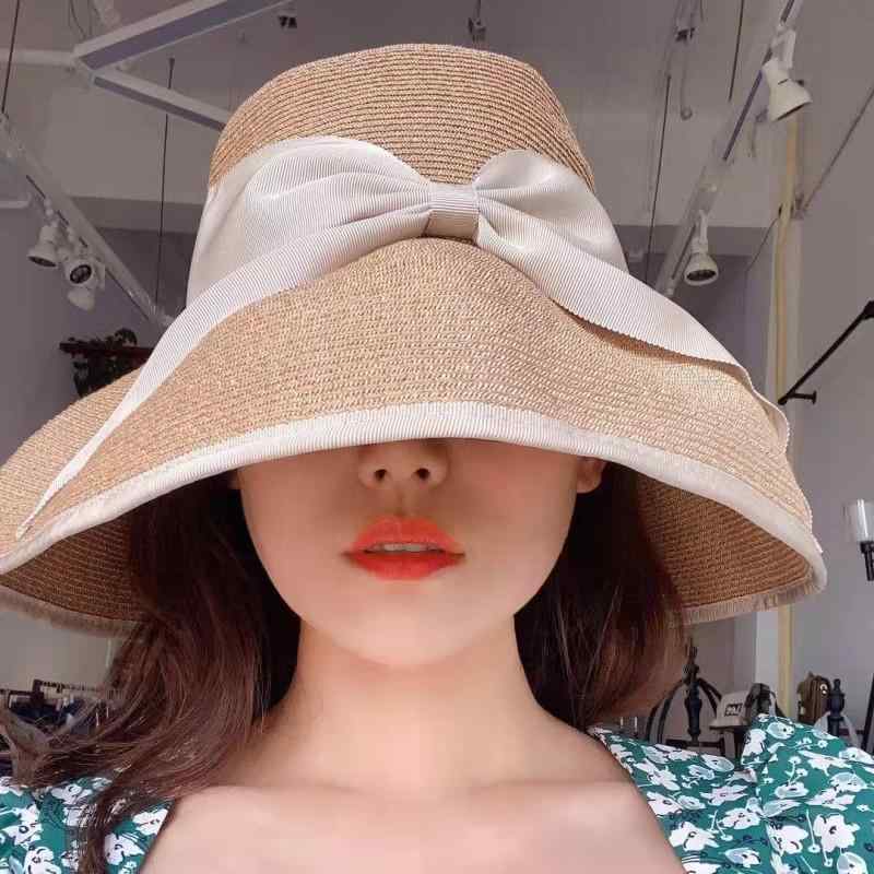 麦わら帽子 レディース 漁夫帽 つば広 ハット 帽子 春夏 秋 UVカット 日焼け防止 折りたたみ ベージュ ..