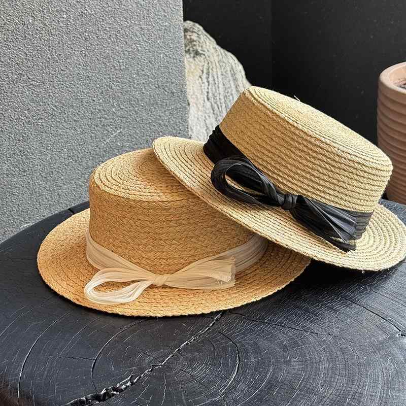 麦わら帽子 レディース ラフィア草 シルク麻 リボン付き ワイドブリム ハット 旅行用 帽子 日焼け防止 ..